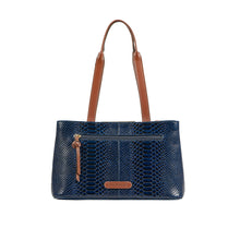 Load image into Gallery viewer, Ee Leo 01 Blue Leather Tote Bag
