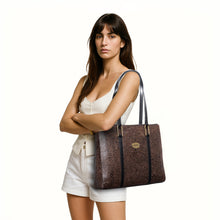 Load image into Gallery viewer, Ee Fuschia 02 Brown Leather Tote Bag
