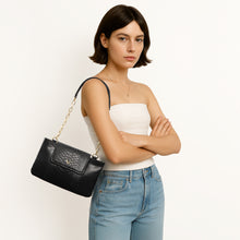 Load image into Gallery viewer, Ee Aquarius 01 Black Leather Shoulder Bag
