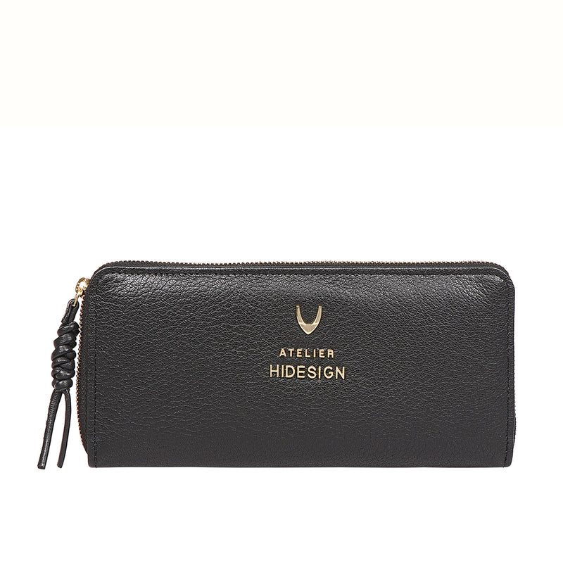 Hera W1 Black Leather Zip Around Wallet