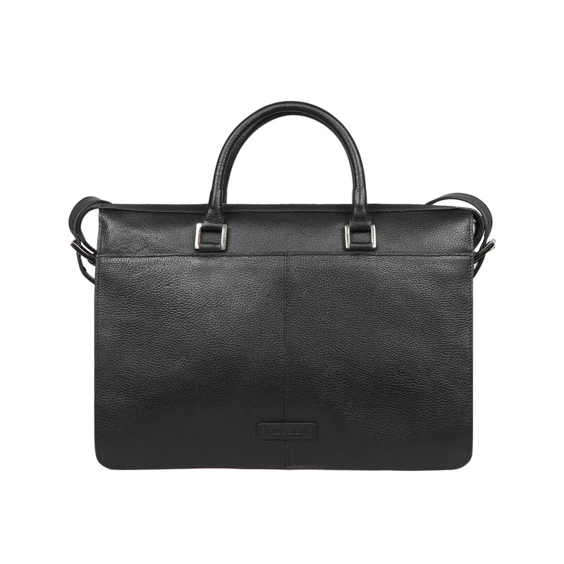 Enzo 02 Black Leather  Laptop Bag