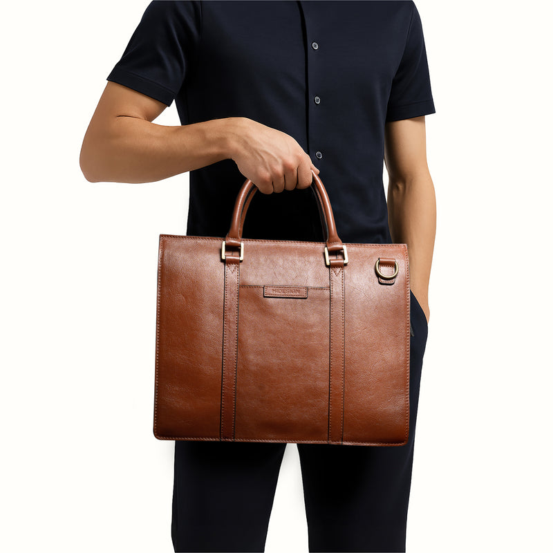 Sherlock 01 Tan Leather  Briefcase
