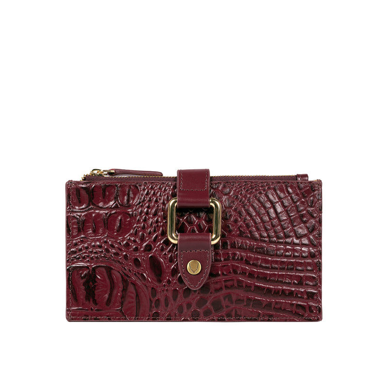 Belutchi W2 Red Leather Top Zip Wallet