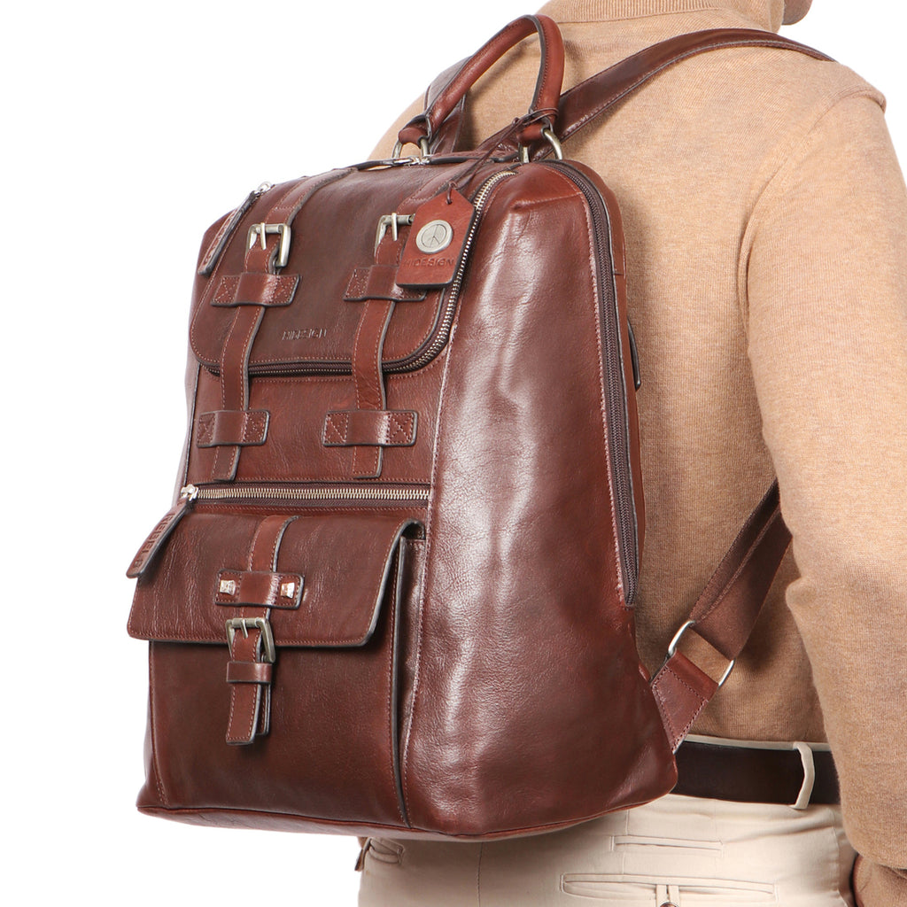 aushan faux leather backpack MJ 01 Men's Brown Leather Backpack - Purchase Now