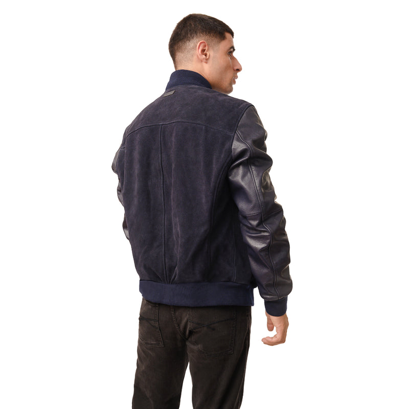 Kobe 01 Men's Blue Varsity Style Leather Jacket