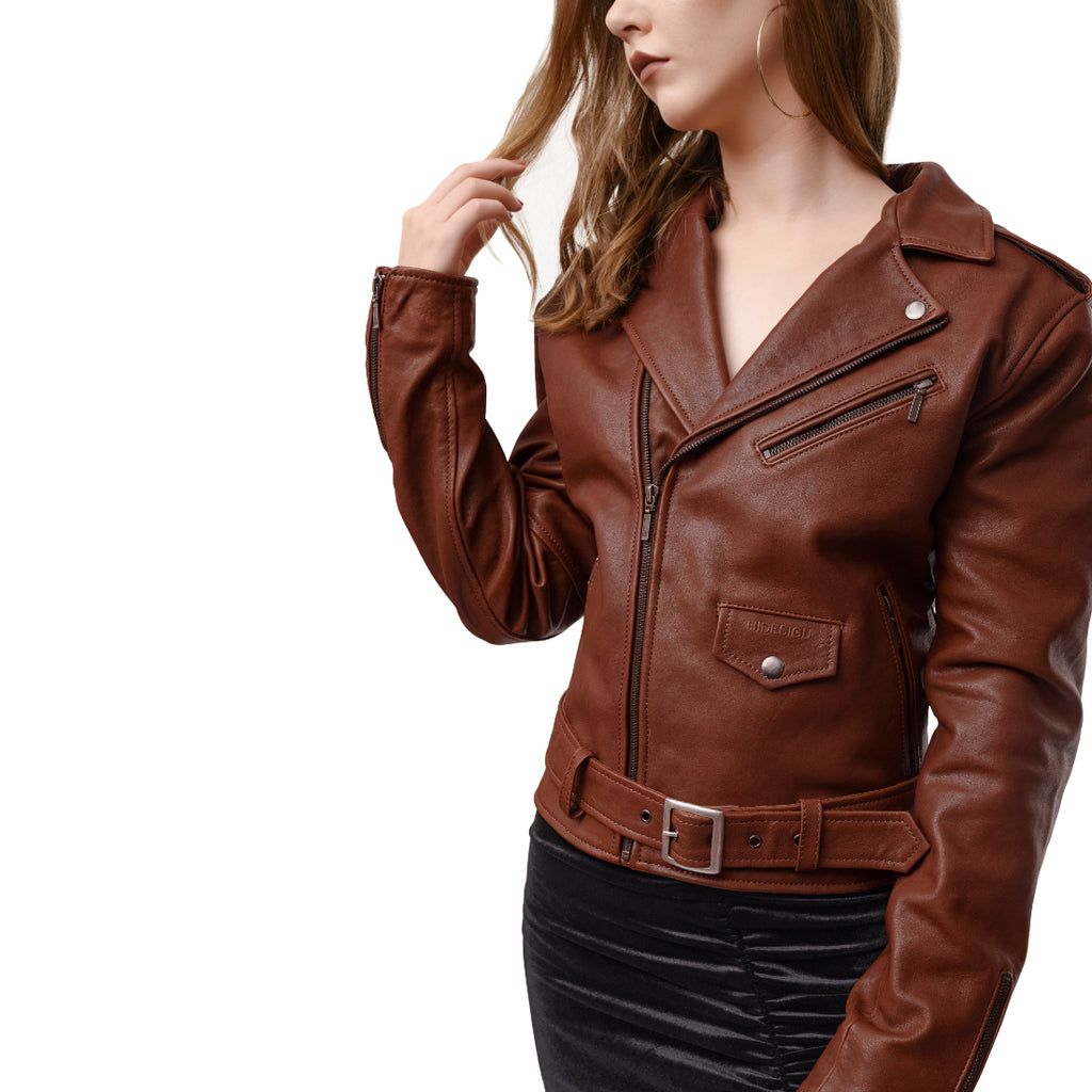 Womens Leather Vintage Cafe Racer Jacket | Moto Style