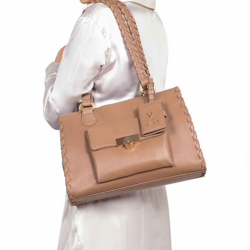 Callas 07 Nude Leather Tote Bag