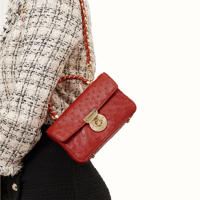 Coral-01 Red Leather Shoulder Bag