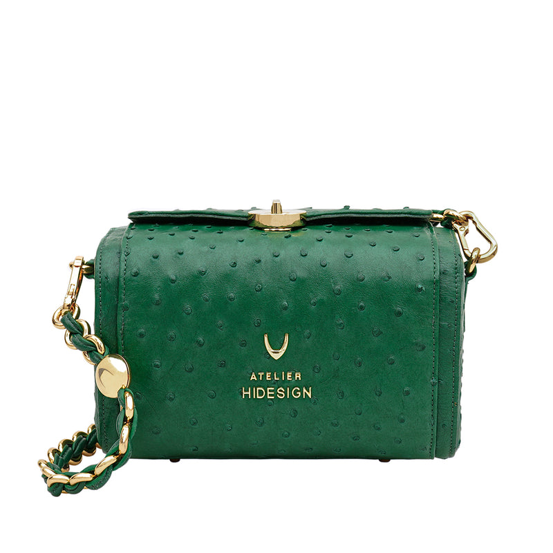 Coral-02 Green Leather Shoulder Bag
