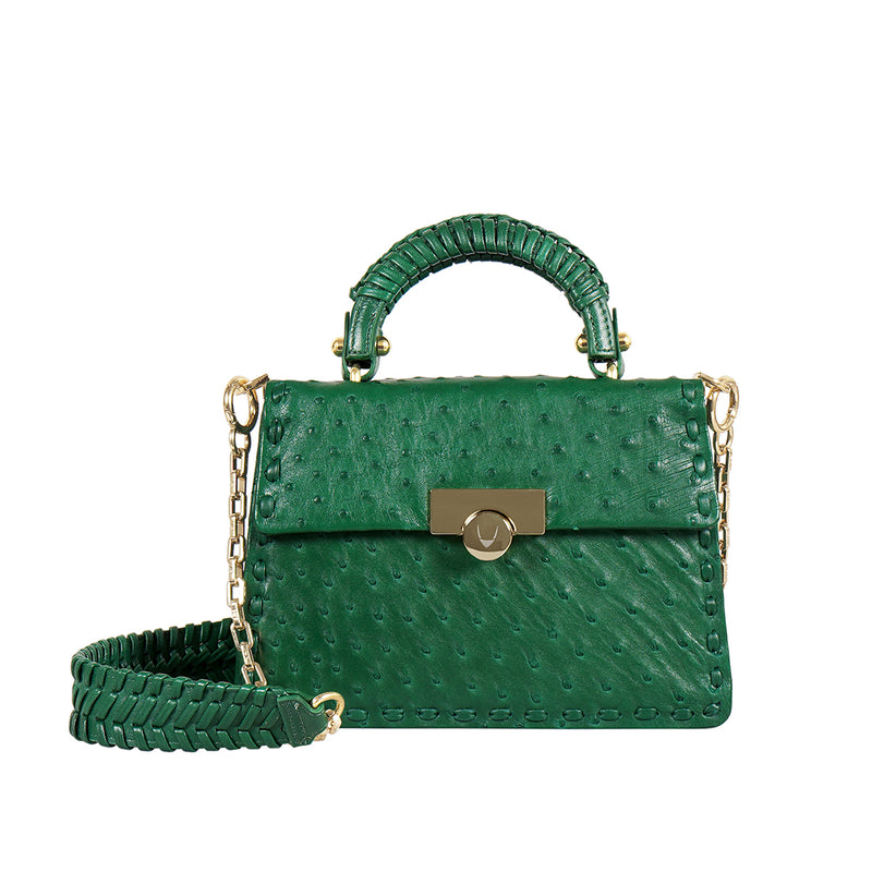 Coral-04 Green Leather Shoulder Bag