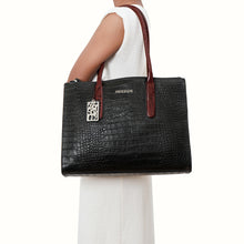 Load image into Gallery viewer, Casino 03 Black Leather Tote Bag
