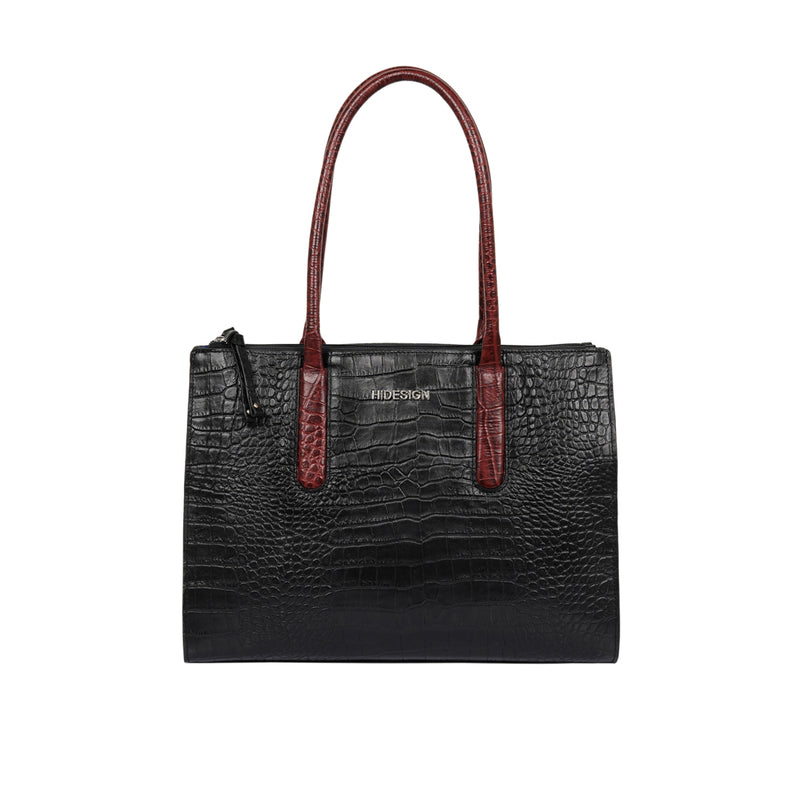 Casino 03 Black Leather Tote Bag