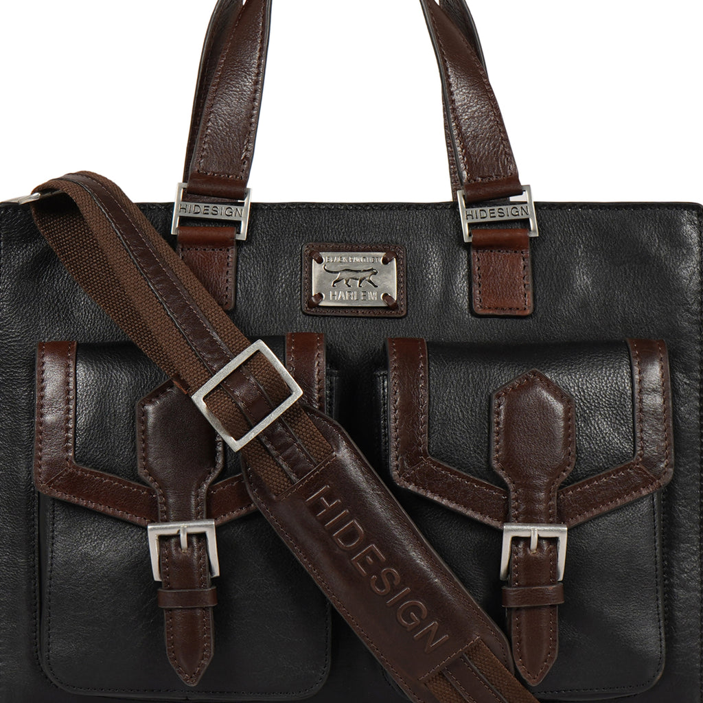 MJ 02 Men's Black Leather Briefcase: Purchase Now - Hidesign