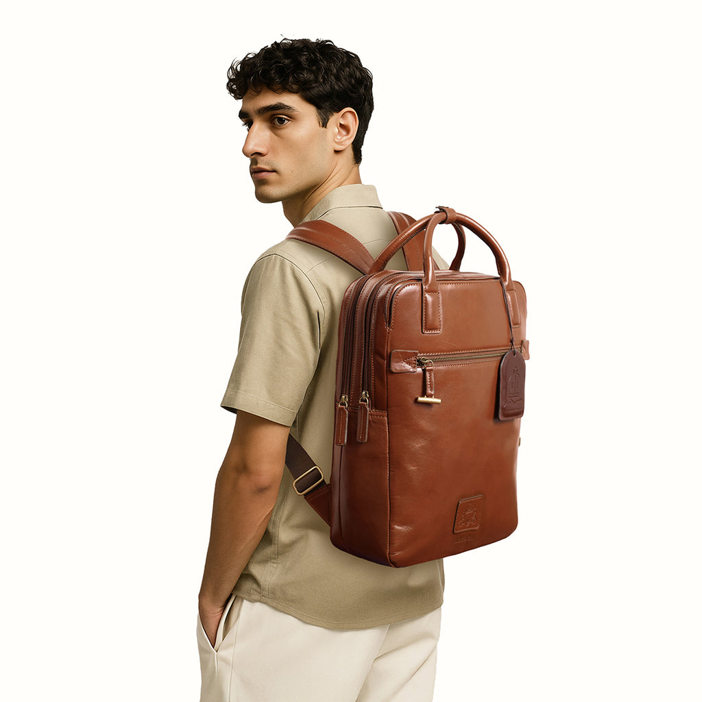 d_ivanov's leather backpack Duke 01 Men‰۪s Tan Leather Backpack: Purchase Now