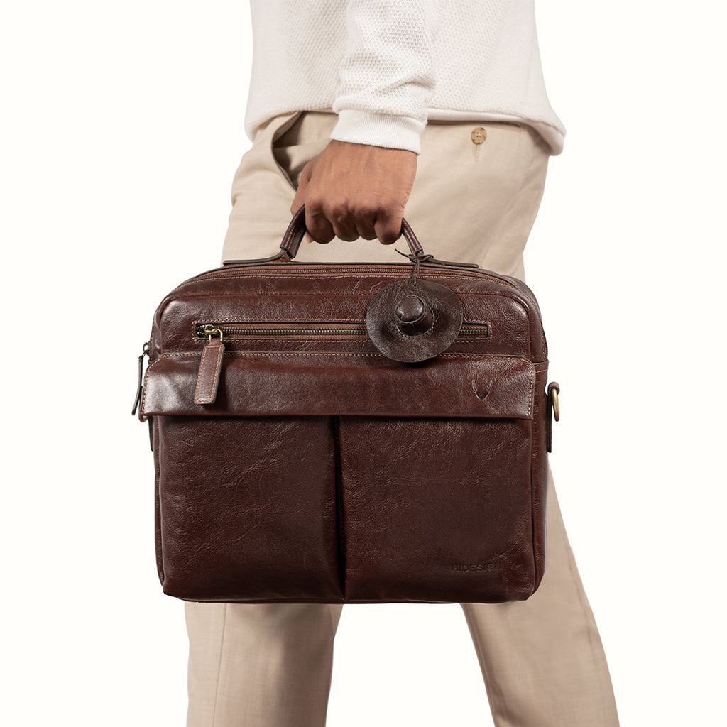 Mezcal 02 Men's Tan Leather Briefcase | Order Now - Hidesign