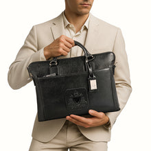 Load image into Gallery viewer, Carnegie 01 Black Leather  Laptop Bag

