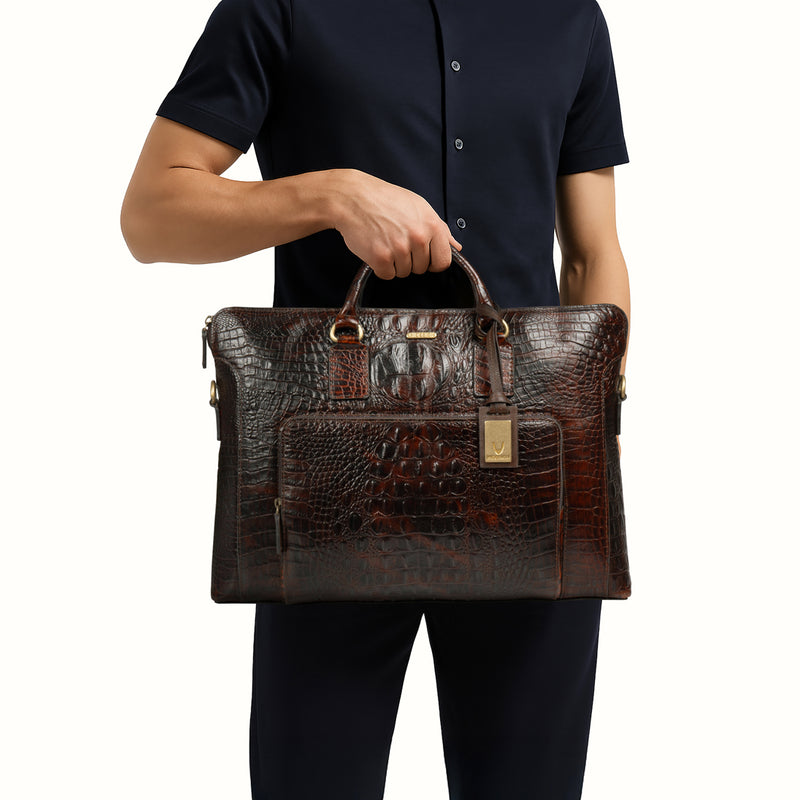 Carnegie 02 brown Leather  Laptop Bag