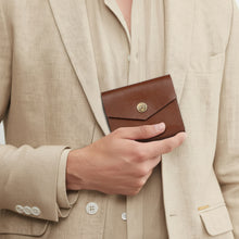 Load image into Gallery viewer, Andover W3 Brown Leather Trifold Wallet

