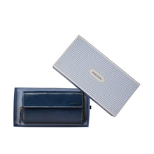 Load image into Gallery viewer, Andover W4 Blue Leather Double Zip Around Wallet
