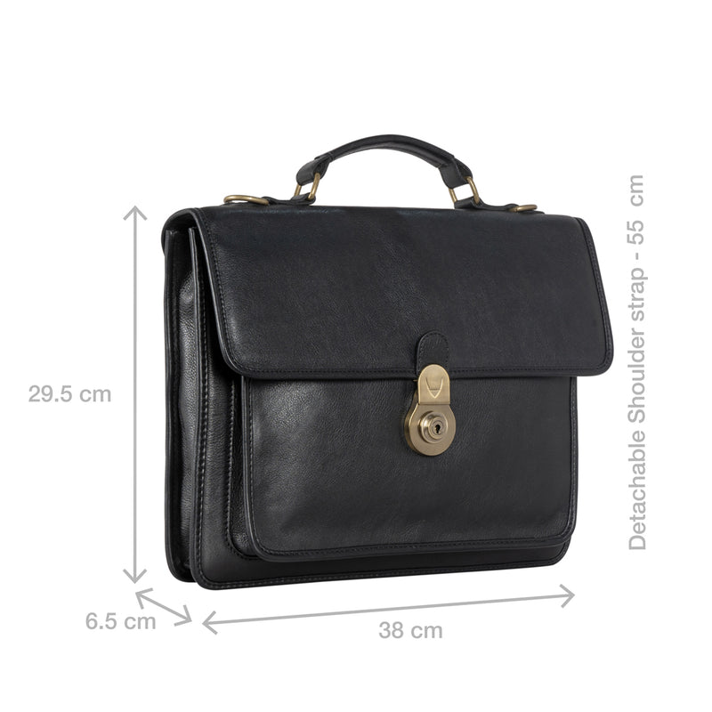 Lucca Black Leather  Briefcase