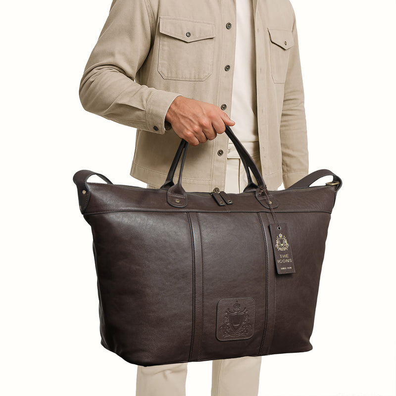 Roberto Brown Leather Duffle Bag
