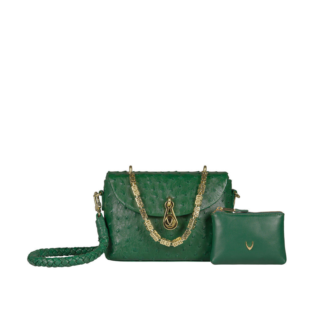 Buy Terra 01 Green Leather Shoulder Bag Online - Hidesign