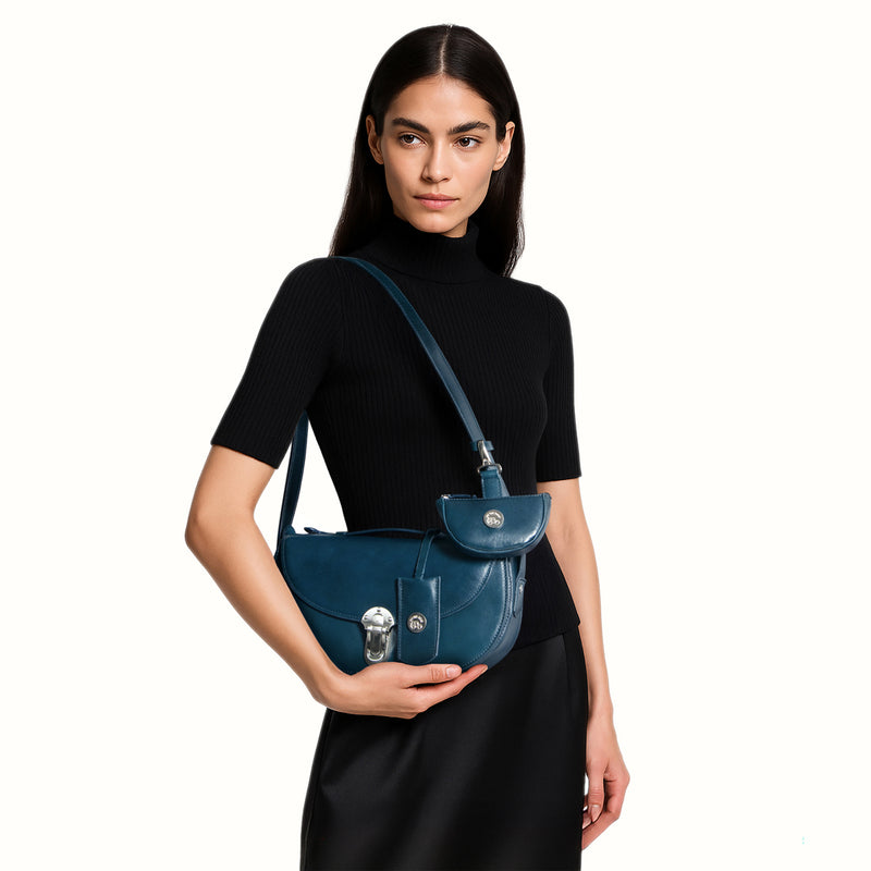 Alps 01 Blue Leather Shoulder Bag