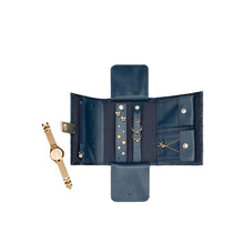 Load image into Gallery viewer, Louvre W2 Blue Leather Jewellery Organiser
