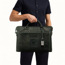 Load image into Gallery viewer, Carnegie 01 Green Leather Laptop Bag
