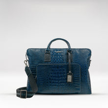 Load image into Gallery viewer, Carnegie 02 Blue Leather Laptop Bag
