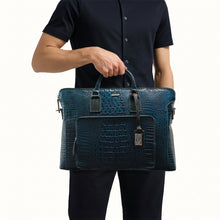 Load image into Gallery viewer, Carnegie 02 Blue Leather Laptop Bag
