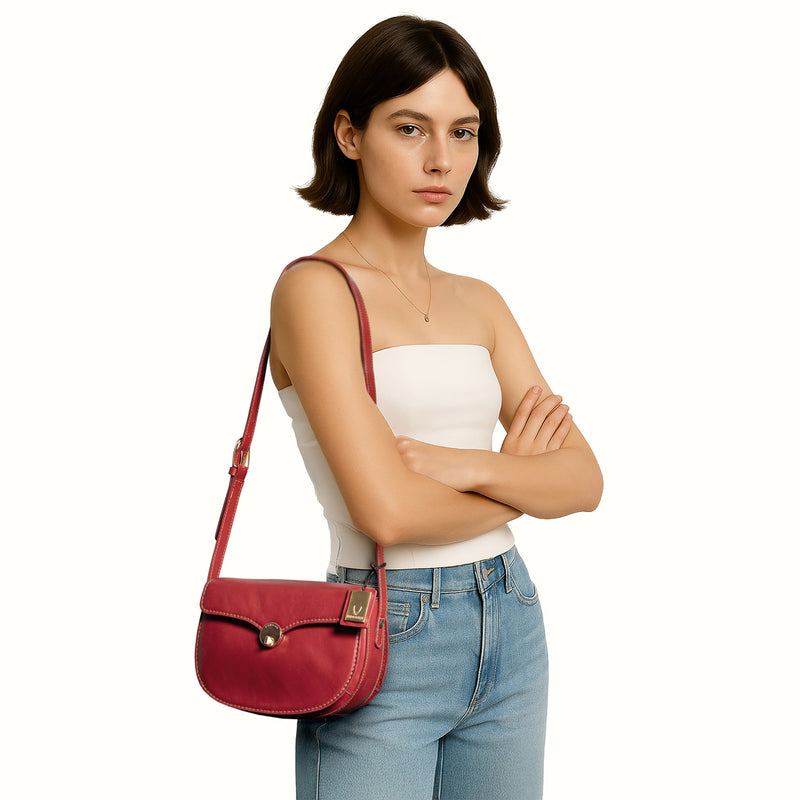 Elysee 02 Red Leather Shoulder Bag