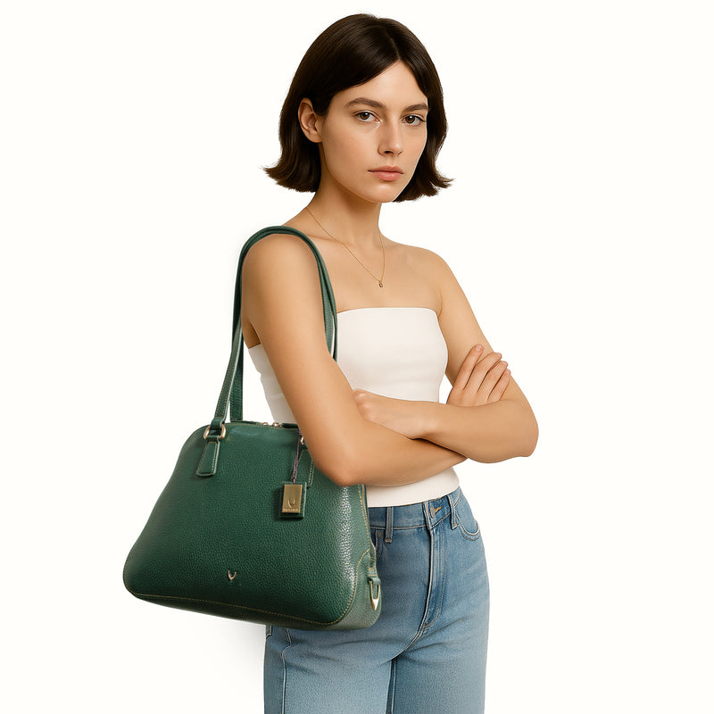 St. Martin 02 Green Leather Shoulder Bag