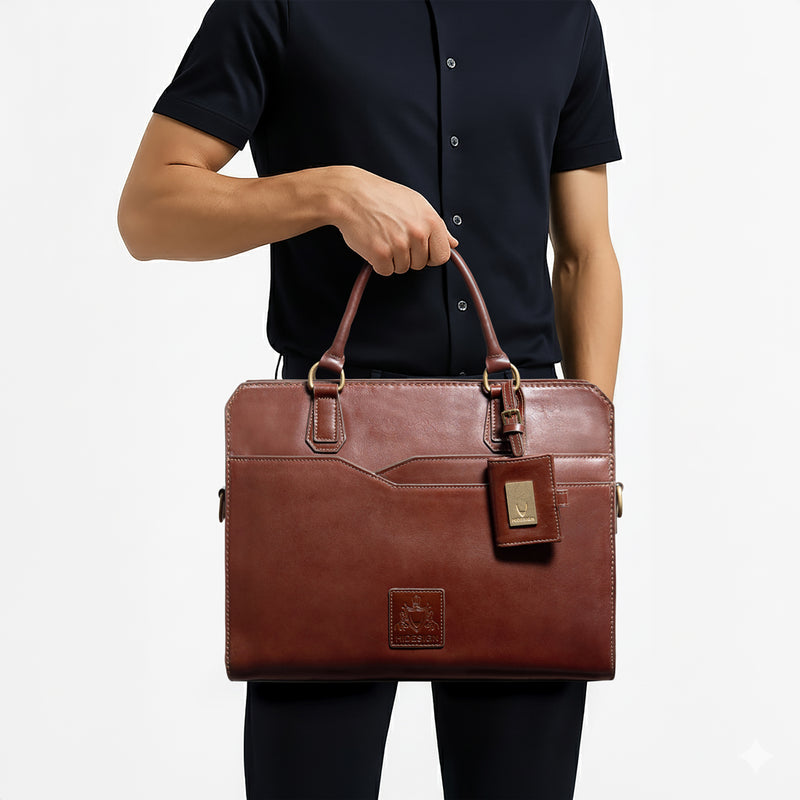 Vendome 01 Brown Leather Briefcase