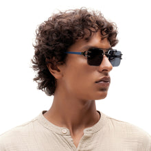 Load image into Gallery viewer, Portofino Unisex Blue Rimless Double Bridge Sunglasses

