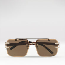Load image into Gallery viewer, Portofino Unisex Brown Rimless Double Bridge Sunglasses
