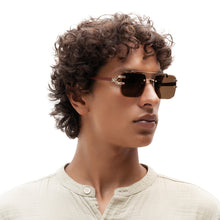 Load image into Gallery viewer, Portofino Unisex Brown Rimless Double Bridge Sunglasses
