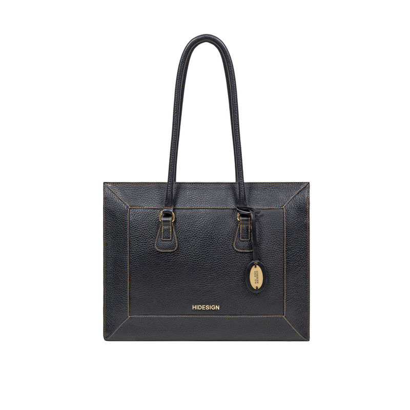 Hydor 02 Black Leather Tote Bag
