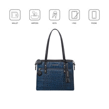 Load image into Gallery viewer, Galaxy 02 Blue Leather Tote Bag
