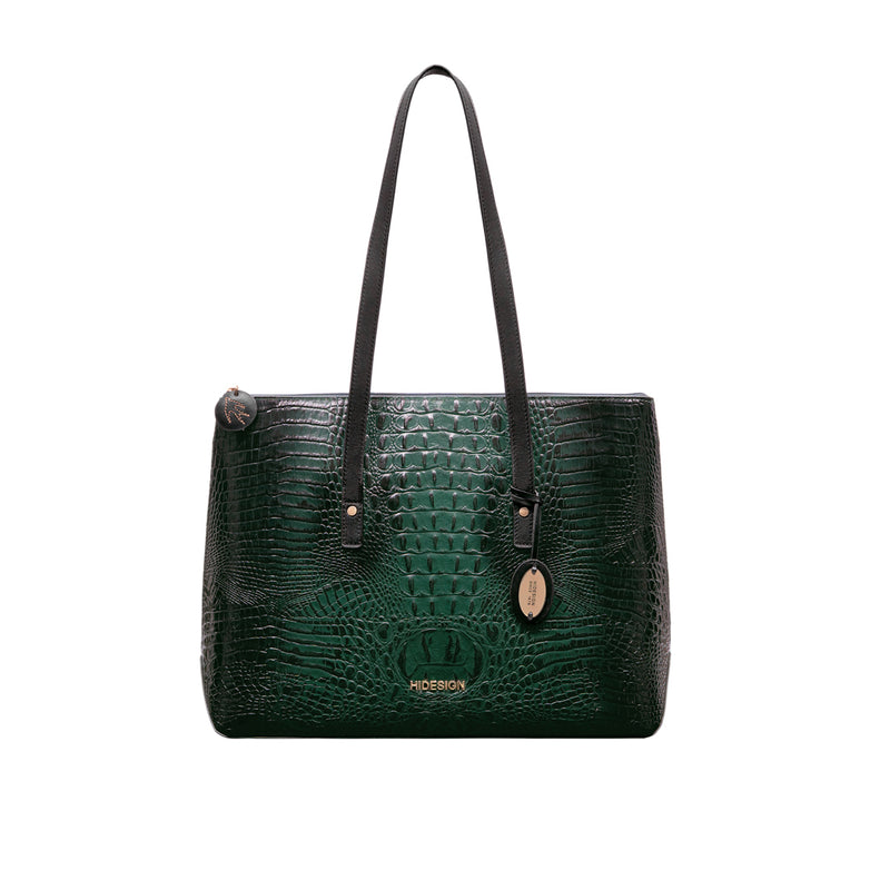 Galaxy 03 Green Leather Tote Bag