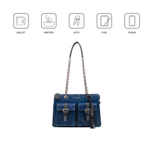 Load image into Gallery viewer, Lunara 02 Blue Leather Shoulder Bag
