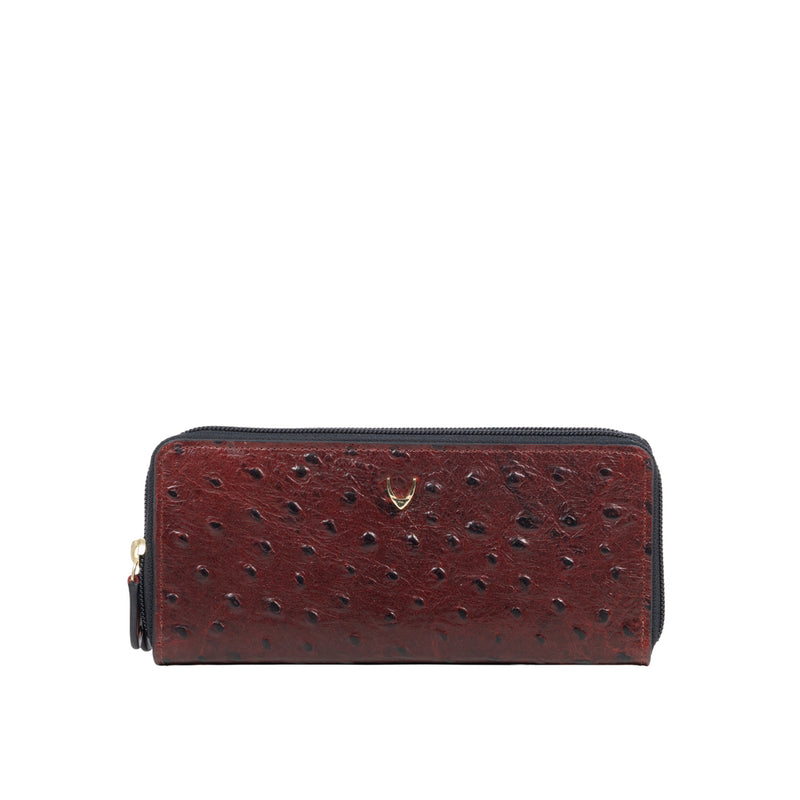 Lunara W1 Red Leather Double Zip Around Wallet