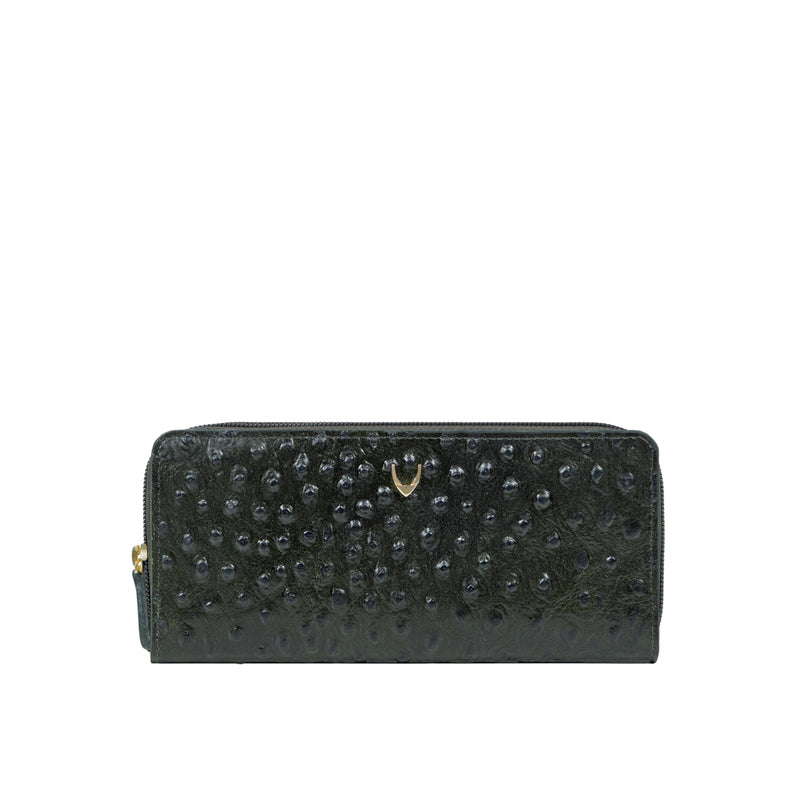 Lunara W1 Green Leather Double Zip Around Wallet