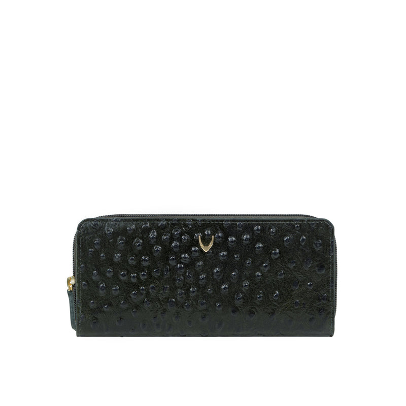 Lunara W1 Green Leather Double Zip Around Wallet