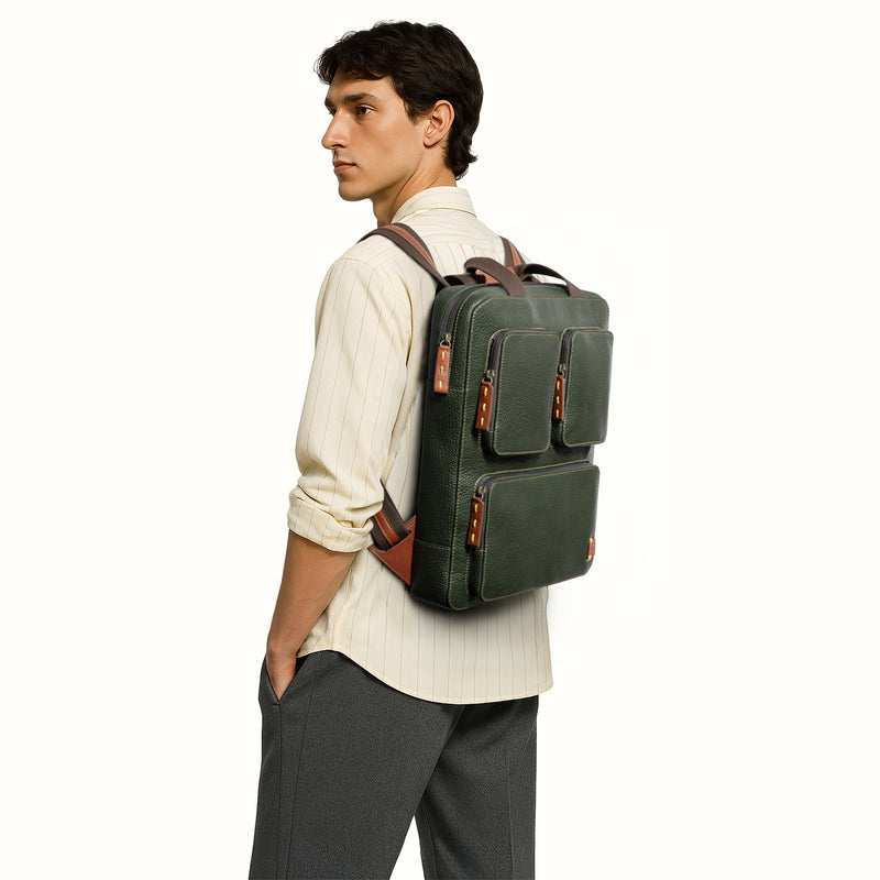 Hydor 03 Green Leather Backpack