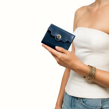 Load image into Gallery viewer, Comtesse W1 Blue Leather Tri-Fold Wallet
