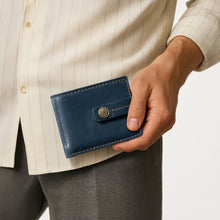 Load image into Gallery viewer, Baron W2 Blue Leather Bi-Fold Wallet
