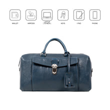 Load image into Gallery viewer, Viscounti 03 Blue Leather Duffle Bag
