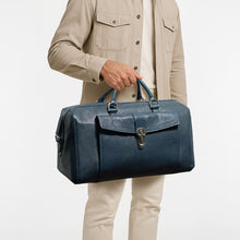 Load image into Gallery viewer, Viscounti 03 Blue Leather Duffle Bag
