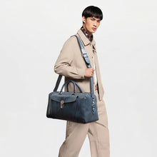 Load image into Gallery viewer, Viscounti 03 Blue Leather Duffle Bag
